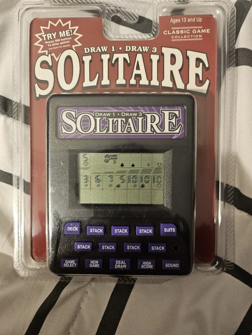 Solitaire Electronic Handheld Game Two Modes Draw 1/3 Model 77703 John N Hansen